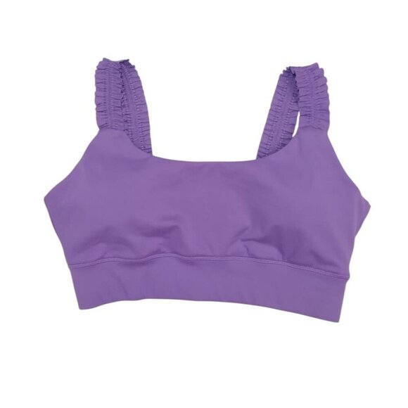 Purple Ruched Strap Sports Bra By Sincerely Jules Active, Size L. - Picture 1 of 9